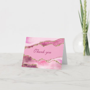 Elegant Roze en Gouden Verjaardagsfeestje Bedankkaart