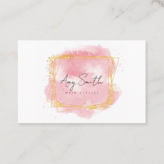 Elegant roze en gouden visitekaartje ontwerp (Voorkant)