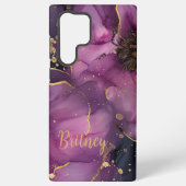 Elegant roze en gouden waterverf bloemontwerp samsung galaxy hoesje (Achterkant)