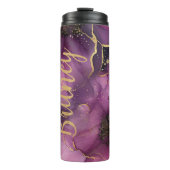 Elegant roze en gouden waterverf bloemontwerp thermosbeker (Voorkant)