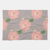 Elegant roze en gouden Waterverf Rozen grijs desig Theedoek (Horizontaal)