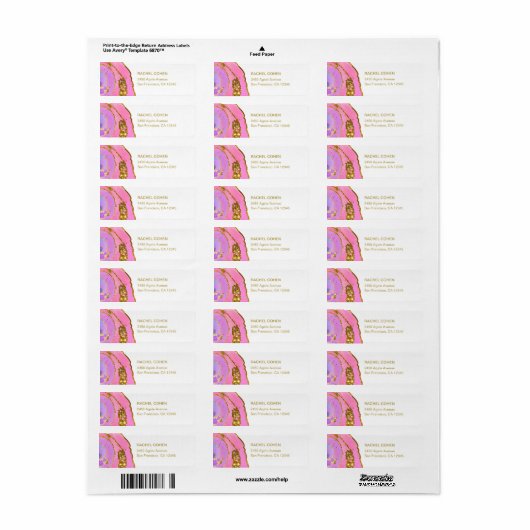 Elegant roze en goudgeode label (Full Sheet)