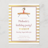 Elegant roze en goudgymnastiek uitnodiging briefkaart (Voorkant)