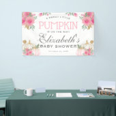 Elegant roze en goudpompoenen Baby shower Spandoek (Beurs)