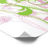 Elegant Roze en Groene Florals en Zwemelen Poster (Hoek)