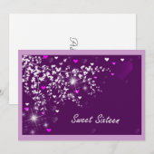 Elegant Roze en Mauve Sweet Sixteen Uitnodiging (Voorkant / Achterkant)