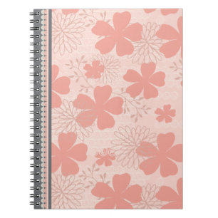 Elegant Roze en Meloen Bloemen Spiral Notitieboek