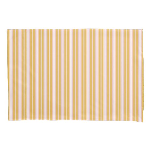 Elegant Roze en Mustard French Ticking Stripes Kussensloop (Voorkant-Links)