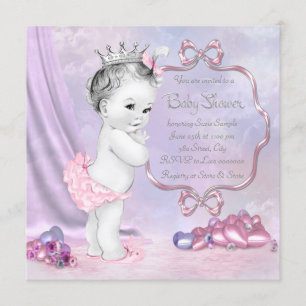 Elegant roze en Paars Baby shower Kaart