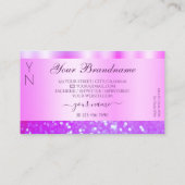 Elegant roze en Paars mousserend glitter monogram Visitekaartje (Achterkant)