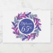 Elegant Roze en Paarse 65e Verjaardag Sparkling Wijnetiket (Enkel label)