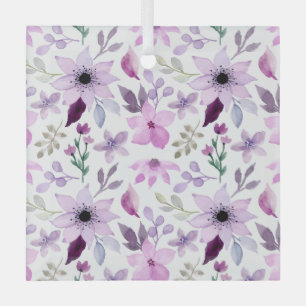 Elegant roze en paarse bloempatroon glas ornament