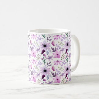 Elegant roze en paarse bloempatroon koffiemok