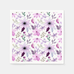 Elegant Roze en Paarse Bloempatroon Servet