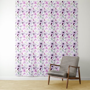 Elegant roze en paarse bloempatroon wandkleed