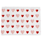 Elegant roze en rood hart op wit groot cadeauzakje (Voorkant)