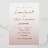 Elegant roze en Roos Gold Calligraphy Wedding Folie Uitnodiging (Voorkant)