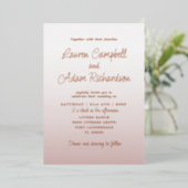 Elegant roze en Roos Gold Calligraphy Wedding Folie Uitnodiging (Staand Voorkant)