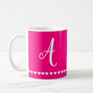 Elegant Roze en White Monogram Initiaal Koffie Mok