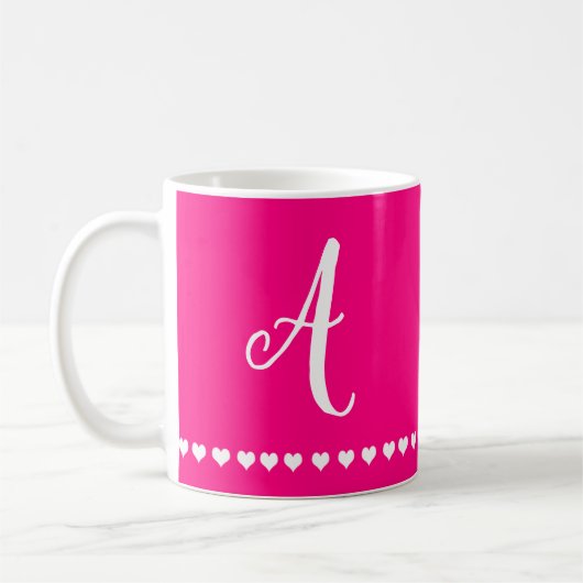 Elegant Roze en White Monogram Initiaal Koffie Mok (Links)
