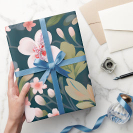 Elegant roze en wit bloemmotief cadeaupapier