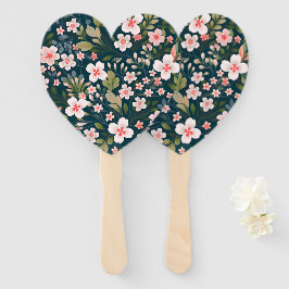 Elegant roze en wit bloemmotief handwaaier