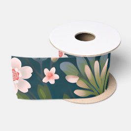 Elegant roze en wit bloemmotief lint