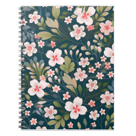 Elegant roze en wit bloemmotief notitieboek