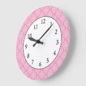 Elegant roze en wit Damask patroon Grote Klok (Hoek)