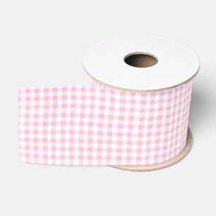 Elegant roze en wit geruit patroon grosgrain lint
