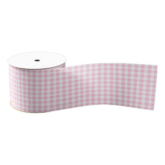 Elegant roze en wit geruit patroon grosgrain lint