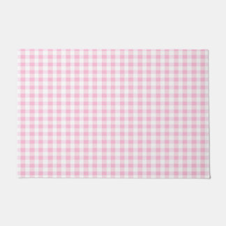 Elegant roze en wit geruit vloerkleed deurmat