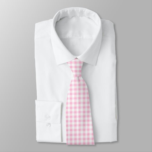Elegant roze en wit Gingham patroon Stropdas (Gebonden)