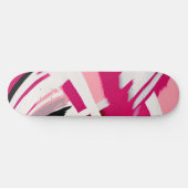 Elegant roze en wit penseelpatroon skateboard (Horizontaal)