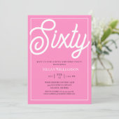 Elegant Roze en Wit Script 60ste verjaardag Kaart (Staand voorkant)