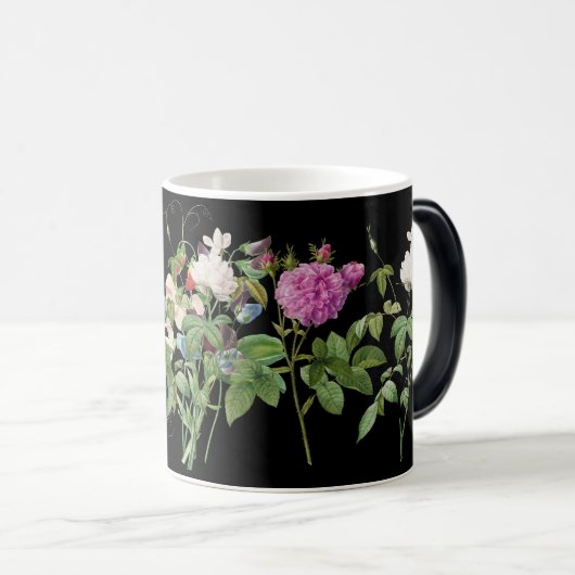 Elegant roze en witte bloemen botanisch ontwerp magische mok (Voorkant rechts)