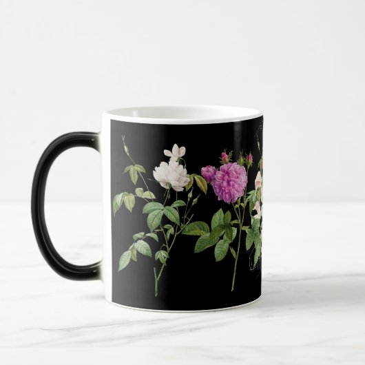 Elegant roze en witte bloemen botanisch ontwerp magische mok (Links)