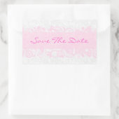 Elegant roze en witte  Floral Lace Rechthoekige Sticker (Tas)