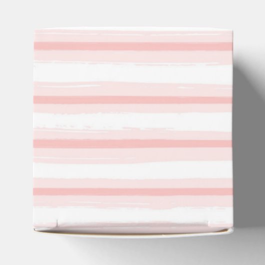 Elegant roze en witte horizontale strepen patroon bedankdoosjes (Bovenkant)