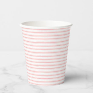 Elegant roze en witte horizontale strepen patroon papieren bekers
