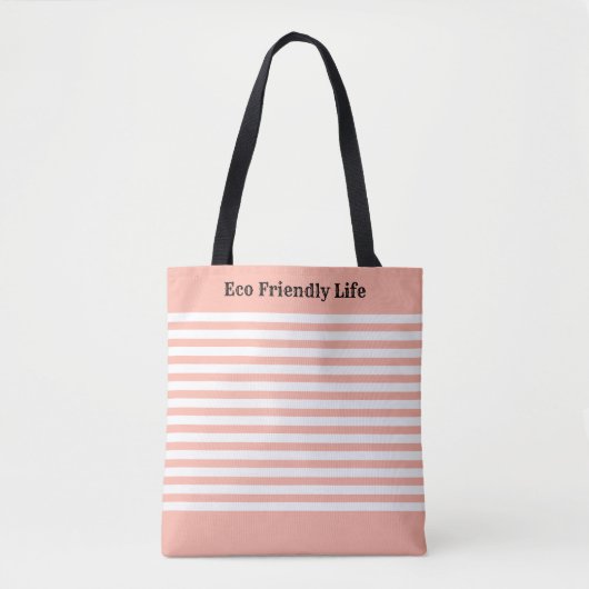 Elegant roze en witte strips tas (Voorkant)