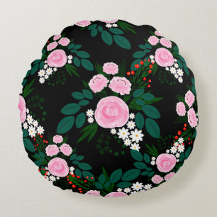 Elegant roze en witte waterverf rond kussen