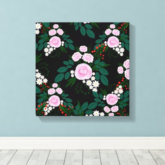 Elegant roze en witte waterverf Verf Canvas Afdruk (Insitu (Houten vloer))