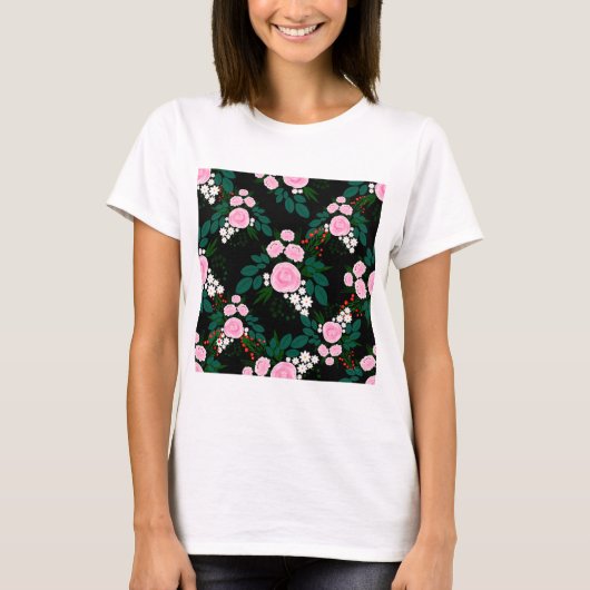 Elegant roze en witte waterverf Verf T-shirt (Voorkant)