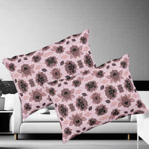 Elegant roze en zwart kant in stijl accent kussen
