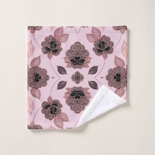 Elegant roze en zwart kant in stijl bad handdoek (Wasdoekje)