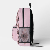 Elegant roze en zwart kant in stijl bedrukte rugzak (Rechts)