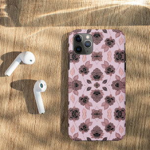 Elegant roze en zwart kant in  stijl, iPhone 11 pro max hoesje