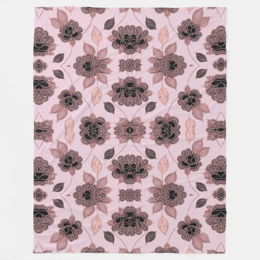 Elegant roze en zwart kant in  stijl fleece deken (Voorkant)