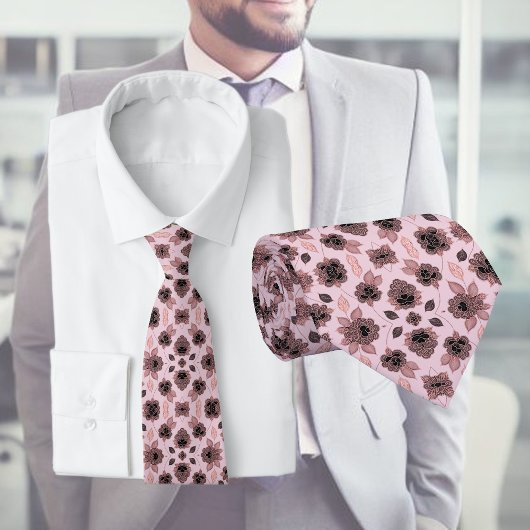 Elegant roze en zwart kant in  stijl, stropdas